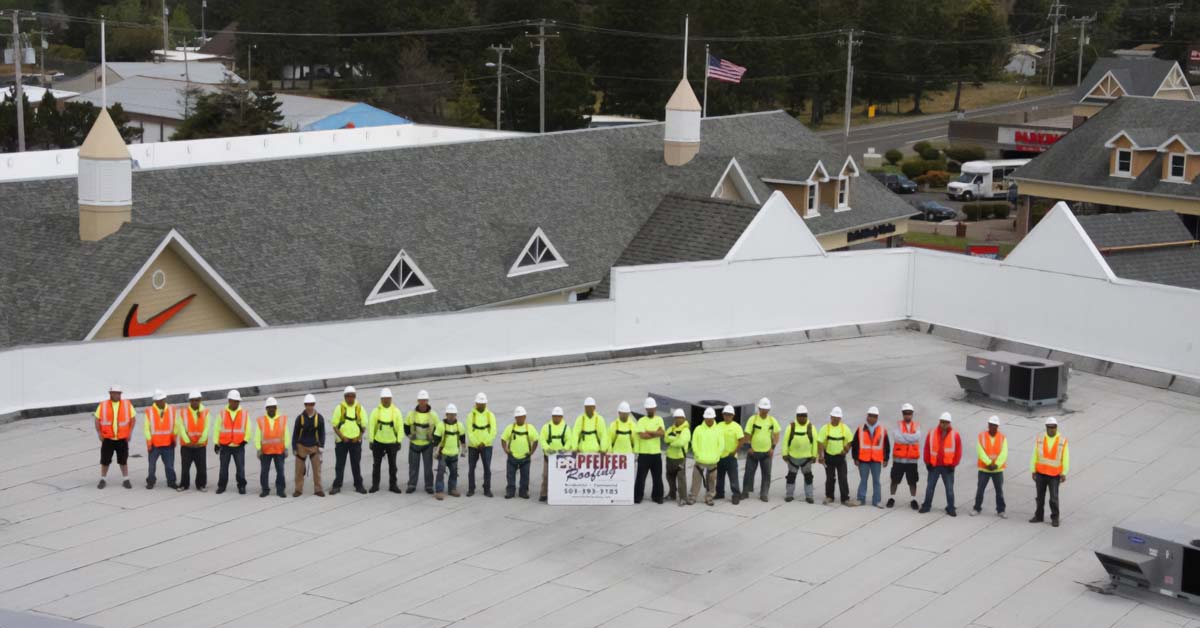 Commercial Low Slope Roof with Crew